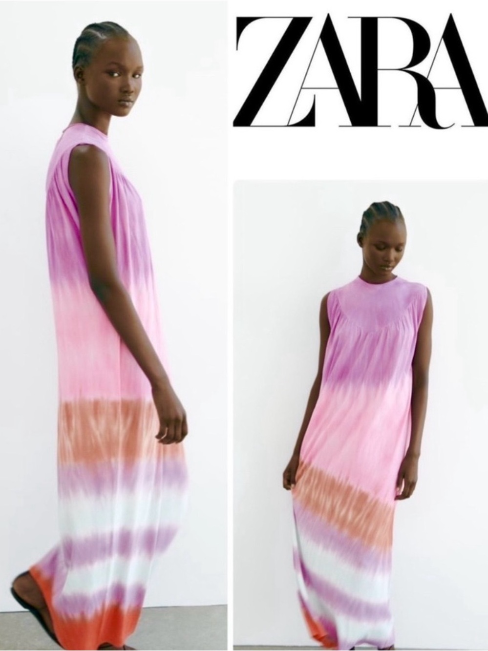 Zara Sleeveless Tie-Dye Maxi Dress - Picture 2 of 14